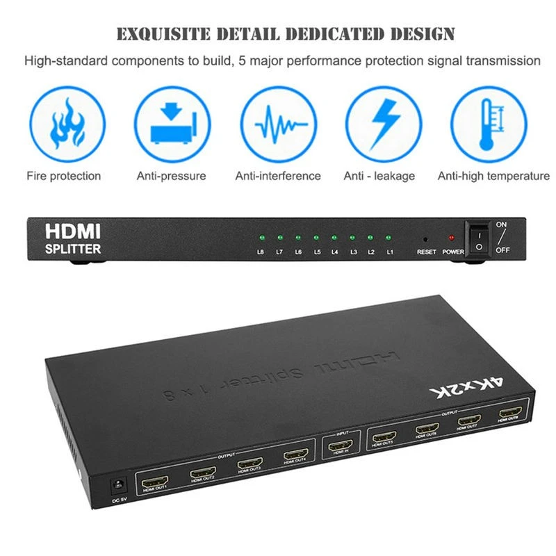 8-Way HDMI Splitter 1x8 – 3840x2160 30Hz 3D best
